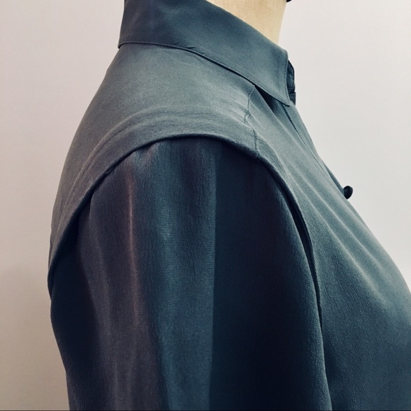 All Saints Madison Silk Shirt Dress Sz 4, Slate - Picture 5 of 8